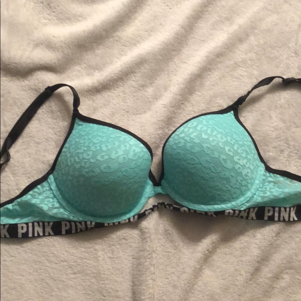 Pink light blue bra